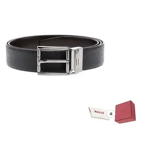 Мужской кожаный ремень с двойной пряжкой в минималистском стиле, ширина 3,5 см BALLY