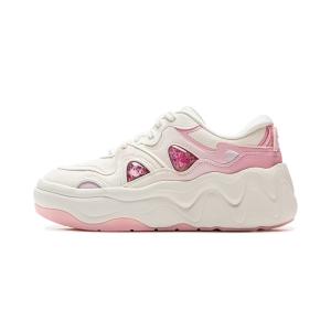 Disney x Li-Ning Cheese 30 Slip Resistant, Abrasion Resistant, Height Increasing низкие кроссовки для скейтбординга женские, айвори/fiery розовый красный