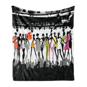 ABAKUHAUS Забавное мягкое фланелевое флисовое одеяло, узор «Современные платья и слава» для концерта знаменитостей, топ-модели, 175 x 230 см, Белый Коралловый Фиолетовый