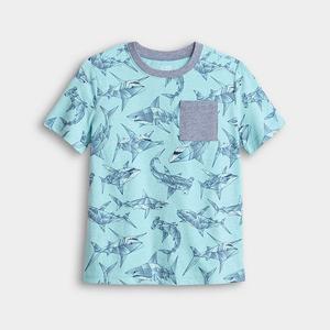 Футболка с принтом и карманом для мальчиков 4-12 лет Jumping Beans, Blue Sharks