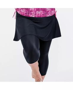 Женская расклешенная юбка-шорты для плавания больших размеров с леггинсами-капри Calypsa, черный