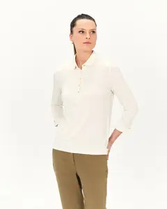 Женская футболка с воротником-поло и рукавами 7/8 Caroll, цвет Crudo
