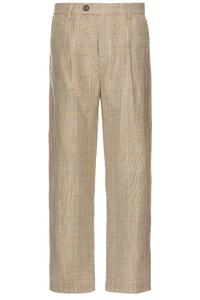 Клетчатые льняные брюки со складками Corridor, Natural