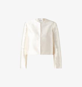 Укороченная атласная блузка Ruthie с круглым вырезом и длинными рукавами Malina, белый