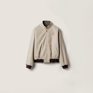 Двусторонняя куртка-бомбер из хлопка Panama и ткани с узором "гусиная лапка" MIU MIU, серый