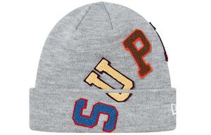 Шапка Supreme New Era с цветным логотипом, серый
