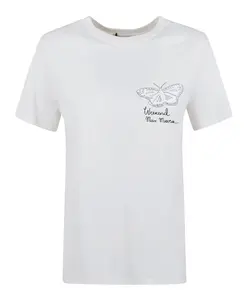 Белая хлопковая футболка с принтом бабочек. Weekend Max Mara, белый