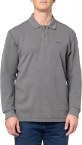 BOSS Мужская поло с длинным рукавом и маленьким логотипом, Mushroom Grey