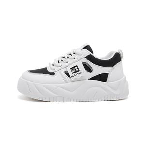 Mulinsen Женские низкие скейтбордские кеды бело-черные, цвет White Black