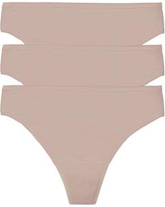 Женские трусы Natori Bliss Bare Cotton Thong 3-pack, Cafe
