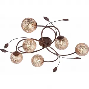 Потолочный светильник GRETA G9, 1 шт., с абажурами золотистого цвета, без лампы Paul Neuhaus, Rostbraun/goldfarben