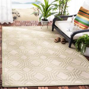 Ковер SAFAVIEH, 122 x 171 см, Washable коллекции Outdoor Courtyard - Beige & Sweet Pea, без ворса и легкий в уходе, идеален для патио, заднего двора, прихожей (CY6112-218)