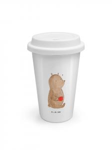 Mr. & Mrs. Panda Термокружка в форме медведя для утреннего кофе, без надписей, белого цвета