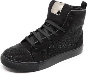 Мужские высокие кеды с кристальным блеском и стразами, плоская модная повседневная обувь SNK-07 Metrocharm, черный
