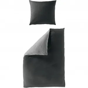 Двустороннее постельное белье BIERBAUM «Modern Uni в размере. 135x200 или 155x220 см", хлопковое постельное белье, современное постельное белье с двусторонним видом, антрацит