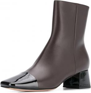 Женские закрытые ботильоны Miss Left с квадратным носком, двухцветные, с массивным низким каблуком, боковой молнией, короткие, повседневные, для работы в офисе, зимние, размер 4-16 US, Grey