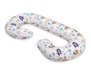 Подушка для беременных тип С со съемным чехлом, подушка для беременных, для кормления грудью - темно-синие плюшевые мишки Bobono