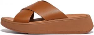 Женские сандалии FitFlop F-Mode с кожаной подошвой и перекрещивающимися ремешками, светло-коричневый