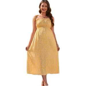 Женское летнее богемное платье-макси для беременных с завязками и тонкими бретелями Clearflower