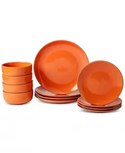 Набор столовых приборов из 12 предметов, керамическая посуда, сервиз на 4 персоны Infuse, orange