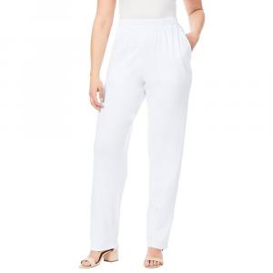 Женские прямые брюки из мягкого трикотажа прямого кроя Roaman's больших размеров, белый