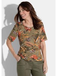 GOLDNER Короткий размер: Футболка цвета хаки / оранжевого / с узором