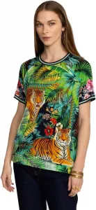 Johnny Was Janie Favorite Raglan Tee Tigres Short Sleeve Green Blue