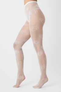 Колготки в сеточку с сердечками My Accessories London, белый