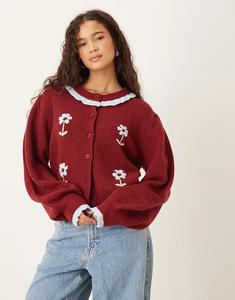 Кардиган с цветочным принтом Neon Rose в бордовом цвете