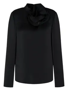 Блузка с высоким воротником и оборками EMPORIO ARMANI, черный