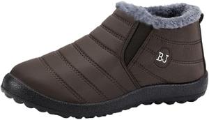 Женские зимние ботинки с мехом, комфортные утепленные ботильоны на зиму, уличные водонепроницаемые короткие ботинки без шнуровки Hhhchpm, Coffee Color