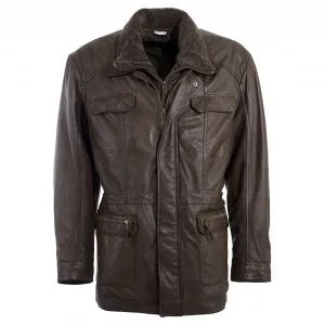 Кожаное пальто JCC "41607", коричневый