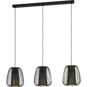 Подвесной светильник CURASAO, E27, IP20, сталь и текстиль, подвесной светильник, лампа E27 1 шт. Элегантная подвесная лампа для столовой, кухни или гостиной Eglo, черный