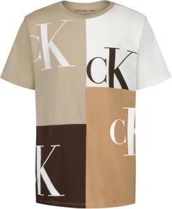 Футболка Calvin Klein Boys с коротким рукавом, модным принтом и круглым вырезом, удобная, свободного кроя, Block Party Island Fossil