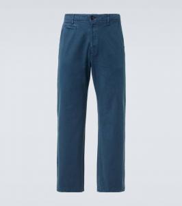 Хлопковые габардиновые чиносы Auralee, Dyed Blue