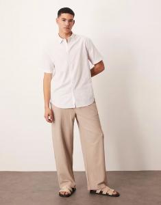 Рубашка ASOS DESIGN из льняной смеси белого цвета, классического кроя