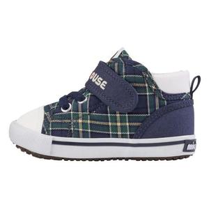 Сникерсы с принтом в клетку и шнурками на липучках MIKI HOUSE, синий