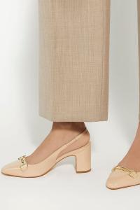 Широкие туфли на блочном каблуке с детальной пяткой и трензелем Dune London, розовый