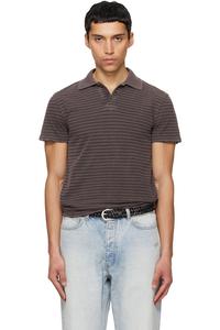 Tonywack Поло из коричневого материала в полоску, окрашенное в готовом виде