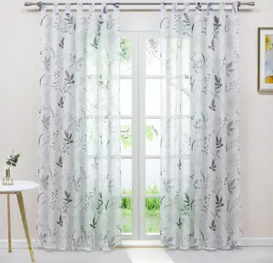 Штора на петлях, вуалевая штора (1 шт.), полупрозрачные шторы с различными узорами в виде листьев, спальня-гостиная ВxШ 225 x 140 см Joyswahl