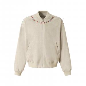 NEVER RULE Куртка Unisex Greige с бейсбольным воротником и умеренным пилотским стилем