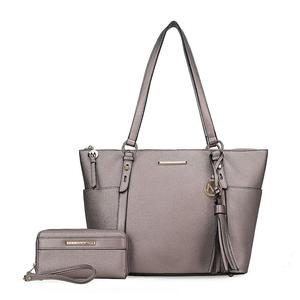 Женская большая сумка-тоут из веганской кожи MKF Collection Gloria с кошельком от Mia K, 2 предмета, цвет Pewter
