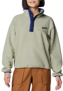 Женский укороченный флисовый пуловер на кнопках Columbia Helvetia II 1/2, цвет Safari