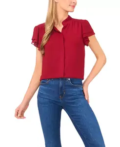 Женский топ с короткими рукавами и двойными лифами CeCe, красный