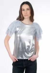 Футболка с блестящим принтом Influencer, Silver