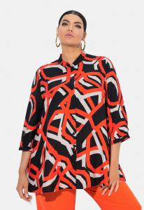Блуза Ulla Popken GEOMETRIC PRINT 3/4 SLEEVE , Orange