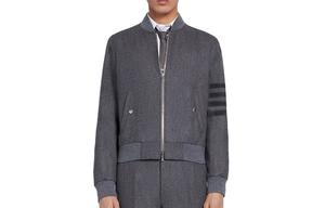 THOM BROWNE Фланелевый блузон с четырьмя полосками, Medium Gray