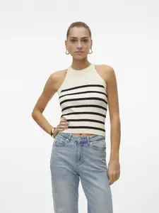 Вязаный свитер Vero Moda "VMSABA RIB SL O-NECK TOP GA NOOS", черный