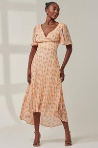 Платье макси Chelsea из плиссированного шифона с глубоким подолом Jolie Moi, оранжевый