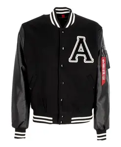 Черная университетская куртка с рукавами из искусственной кожи. Alpha Industries, черный